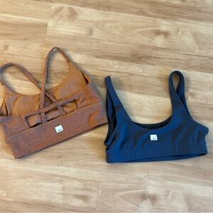 Vuori Sports Bras Blue and Brown Moisture-Wicking Intimates